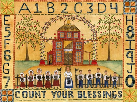 Count Your Blessings School Sampler by Cheryl Bartley art print