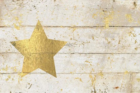 Golden Star on White Wood by Cora Niele art print