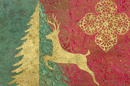 Xmas Tree and Deer by Cora Niele art print