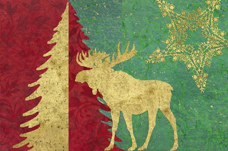 Xmas Tree and Moose by Cora Niele art print