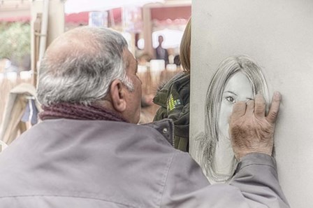 Monmartre Artist Working On Place du Tertre V by Cora Niele art print