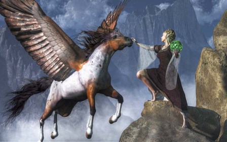 Elf Summoning A Pegasus by Daniel Eskridge art print