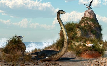 Sea Monster On The Beach by Daniel Eskridge art print