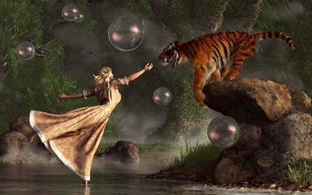 Surreal Tiger Bubble Water Dancer by Daniel Eskridge art print