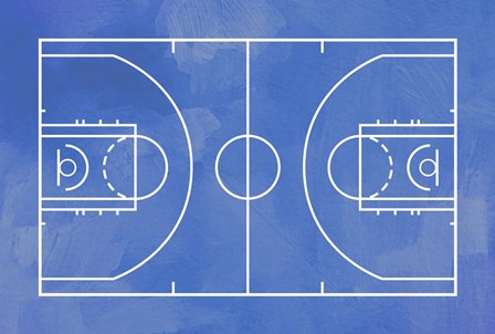 Basketball Court Blue Paint Background by Sports Mania art print