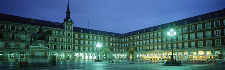 Building Lit up at Dusk, Plaza Mayor, Madrid, Spain by Panoramic Images art print