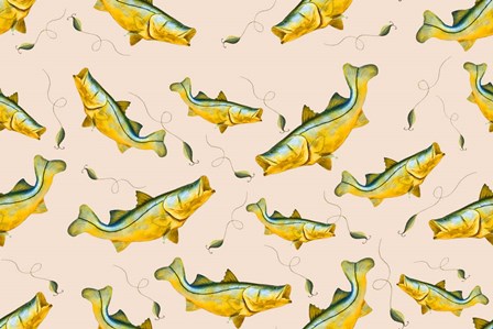 Wishin I Was Fishin Pattern by Ramona Murdock art print
