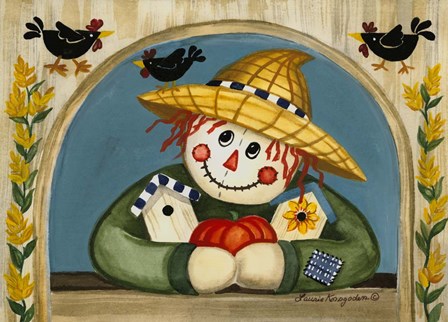 Smiling Scarecrow by Laurie Korsgaden art print