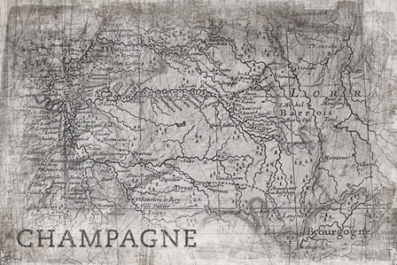 Champagne Map White by PI Galerie art print