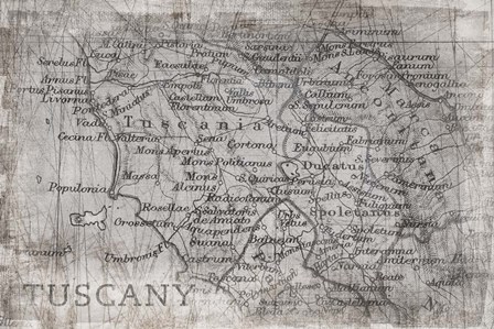 Tuscany Map White by PI Galerie art print