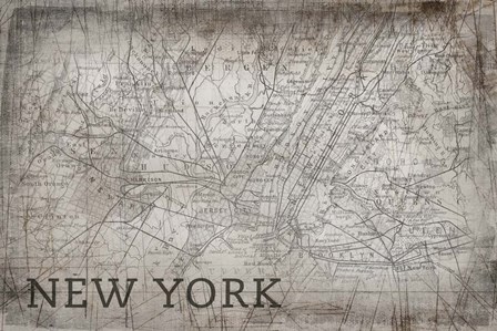 New York Map White by PI Galerie art print