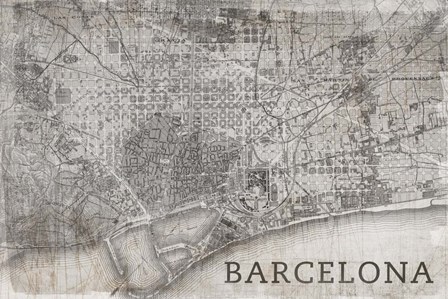 Map Barcelona Beige by Posters International Studio art print