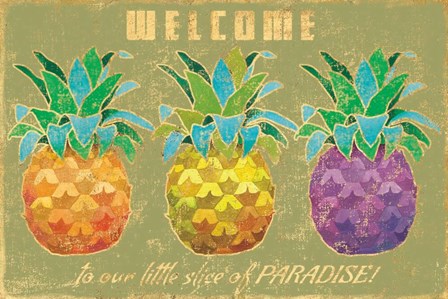 Island Time Pineapples Welcome by Beth Grove art print