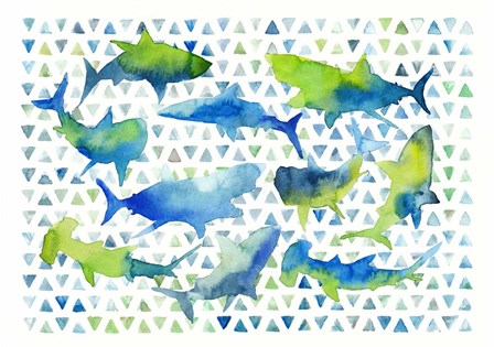 Triangle Sharks by Elise Engh art print