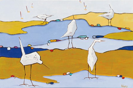 Marsh Egrets VI Dark Sand by Phyllis Adams art print