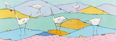 Marsh Egrets I Pink Sand by Phyllis Adams art print