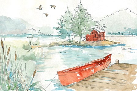 Lakehouse II Red by Anne Tavoletti art print