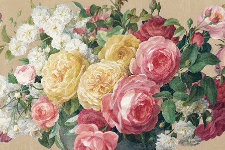 Antique Roses on Tan Crop by Danhui Nai art print