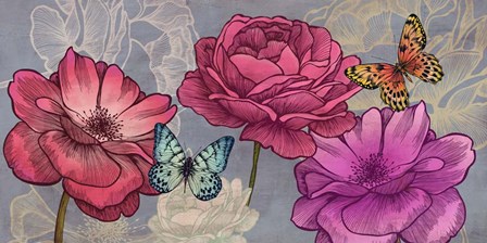 Roses and Butterflies (Ash) by Eve C. Grant art print