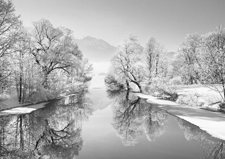 Winter landscape at Loisach, Germany (BW) by Frank Krahmer art print