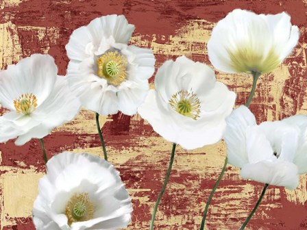 Washed Poppies (Red &amp; Gold) by Leonardo Sanna art print