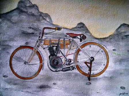 Harley Davidson Bike 1907 by Prisarts art print