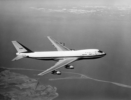 1960s Boeing 747 In Flight by Vintage PI art print