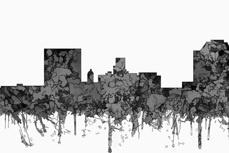 Augusta Georgia Skyline - Cartoon B&amp;W by Marlene Watson art print