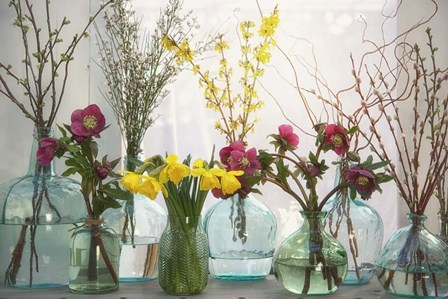 Spring Flowers in Glass Bottles I by Cora Niele art print