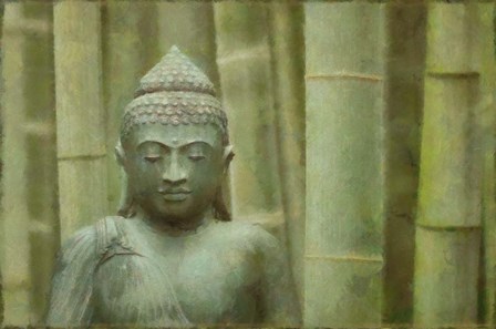 Bronze Buddha With Bamboo by Cora Niele art print
