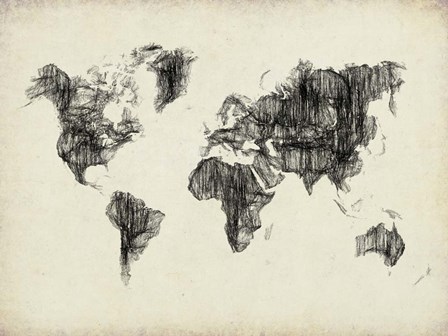 World Map Drawing 2 by Naxart art print