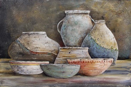 Clay Pottery Still Life-A by Jean Plout art print
