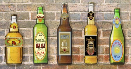 Beer Bottle On Brick-5 by Jean Plout art print