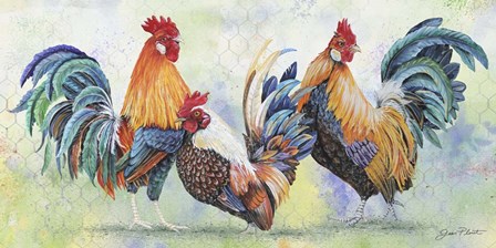 Watercolor Rooster - E by Jean Plout art print