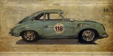 No. 118 Porsche 356 by Sidney Paul and Co. art print