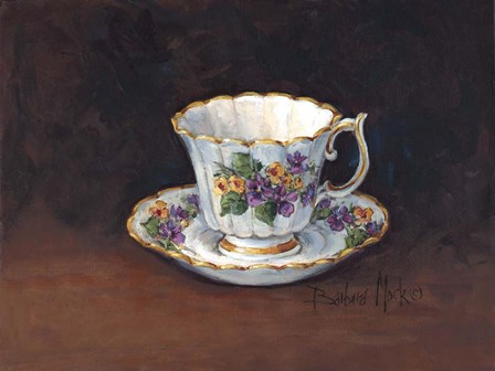 Viola Bouquet Teacup by Barbara Mock art print