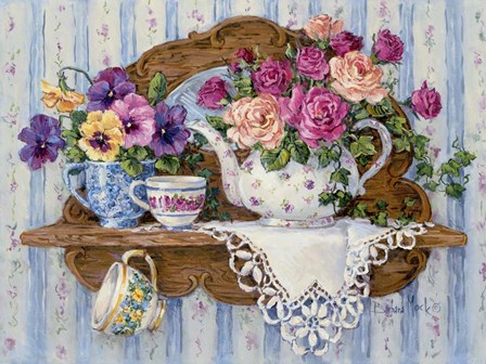 Pansies and Lace by Barbara Mock art print
