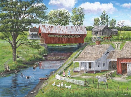 New Enlgland Homestead by Bob Fair art print