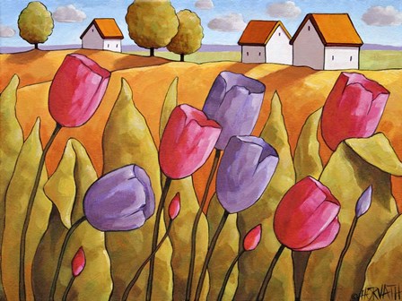 Tulips Landscape Yellow by Cathy Horvath-Buchanan art print