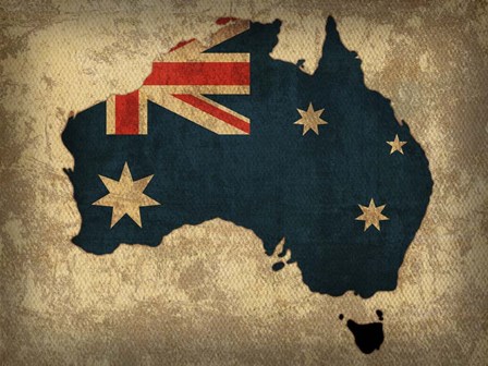 Australia Country Flag Map by Red Atlas Designs art print