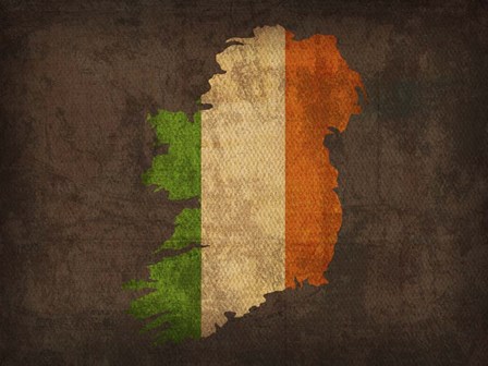 Ireland Country Flag Map by Red Atlas Designs art print