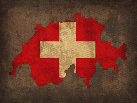 Switzerland Country Flag Map by Red Atlas Designs art print