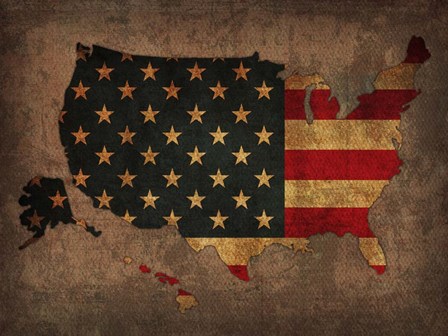 USA Country Flag Map by Red Atlas Designs art print