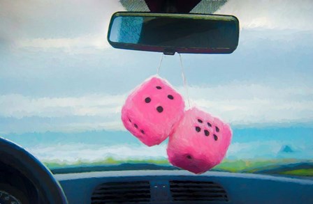 Furry Dice Hanging in a Car by Panoramic Images art print