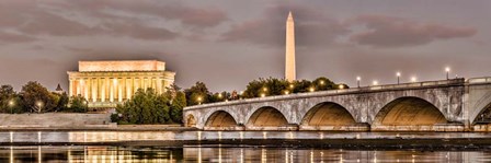 Arlington Memorial Bridge with Lincoln Memorial and Washington Monument, Washington DC by Panoramic Images art print