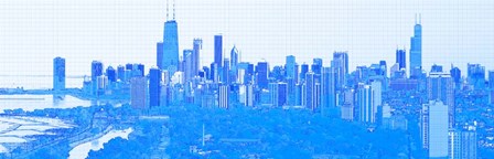 Skyline of Chicago in Blue by Panoramic Images art print