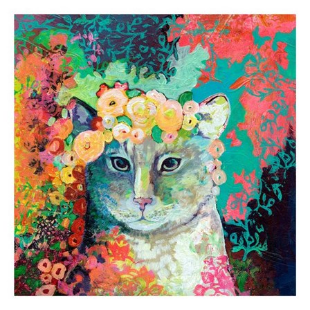 My Cat Naps in a Bed of Roses by Jennifer Lommers art print