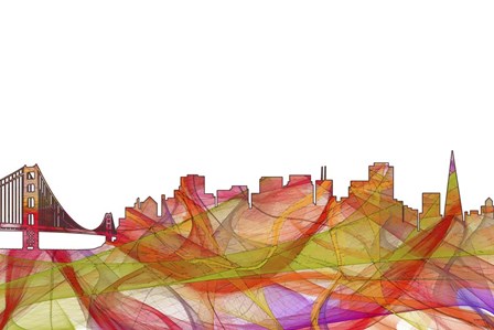 San Francisco California Skyline  Summer Swirl- by Marlene Watson art print