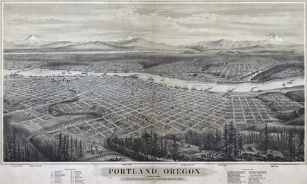 Map Of Portland Oregon 1879 by Vintage Lavoie art print