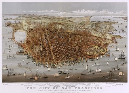 Map Of The City Of San Francisco 1878 by Vintage Lavoie art print